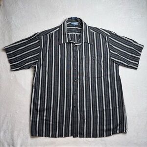 MAXINI Black Short Sleeve Button Up Shirt Striped Men’s Size XL